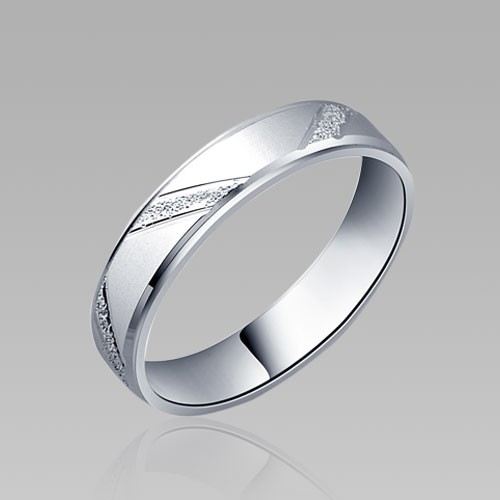 Mattband 925 Sterling Silver Vitguldpläterad Herr Vigselring