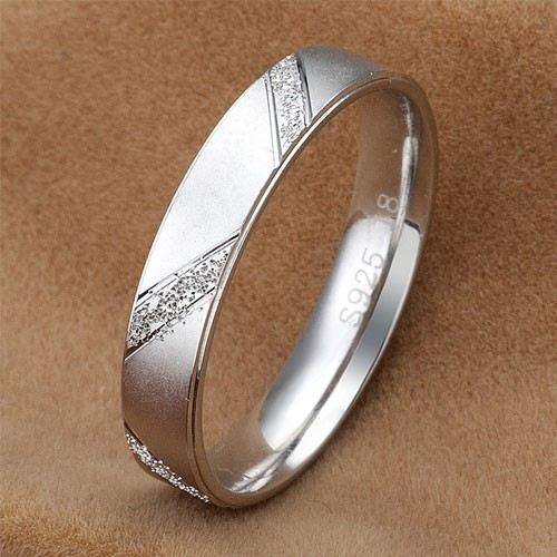 Mattband 925 Sterling Silver Vitguldpläterad Herr Vigselring