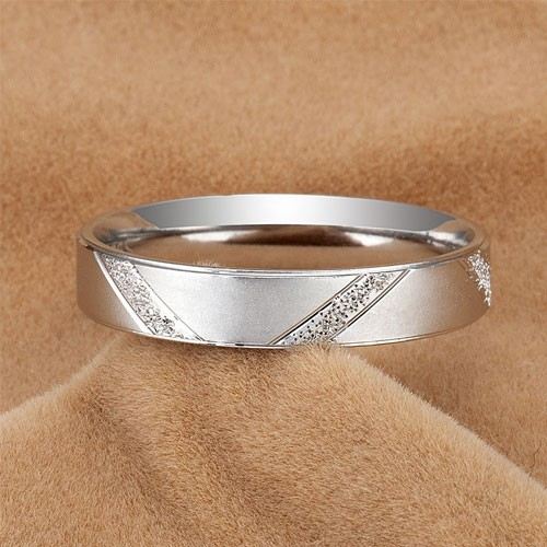 Mattband 925 Sterling Silver Vitguldpläterad Herr Vigselring