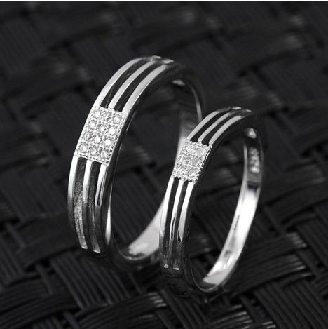 Mode S925 Sterling Silver Diamant Herr Och Dam Samma Stycke Par Ringar