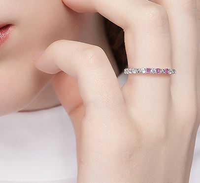 Morse Code Österrike Crystal S925 Sterling Silver Älskare Par Ringar