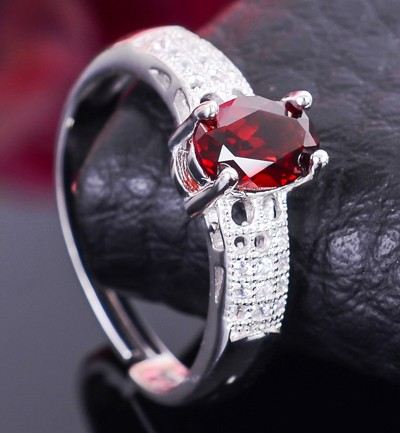 Naturlig Granat S925 Sterling Silver Damer Justerbara Ringar