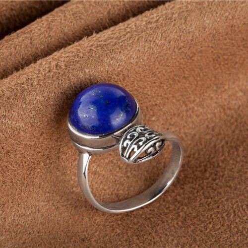 Ny Het Försäljning 925 Sterling Silver Inlagd Naturlig Lapis Lazuli Öppningsring