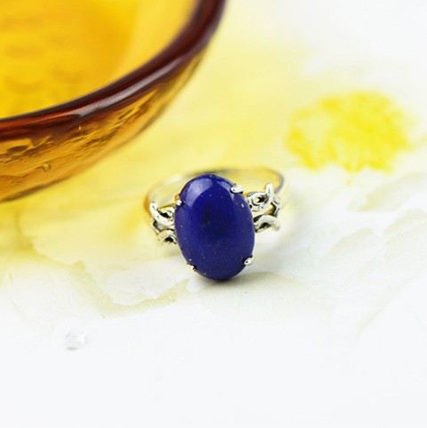 Ny Originalform S925 Silverinlagd Naturlig Lapis Lazuli-Ring