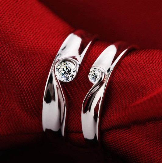 Ny Söt Match Hjärta 925 Sterling Silver Älskare Ringar