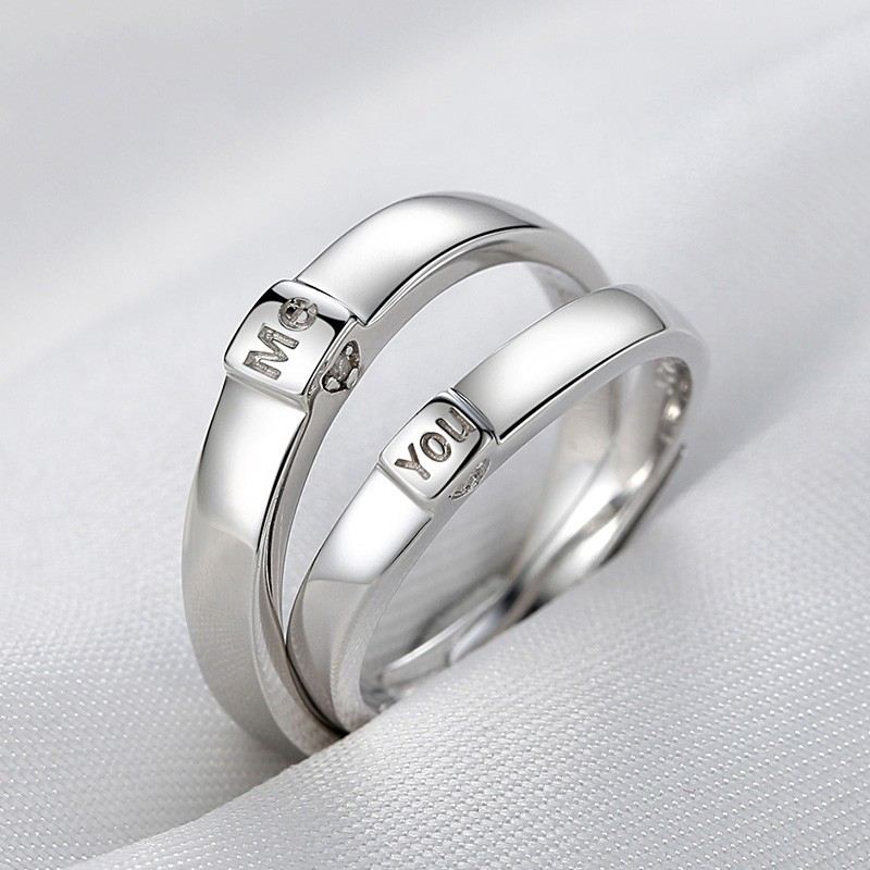 Nya 925 Sterling Silver Cubic Zirconia Älskare Ringar "Love You"