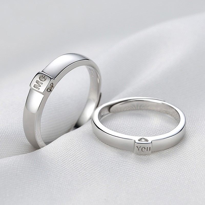 Nya 925 Sterling Silver Cubic Zirconia Älskare Ringar "Love You"