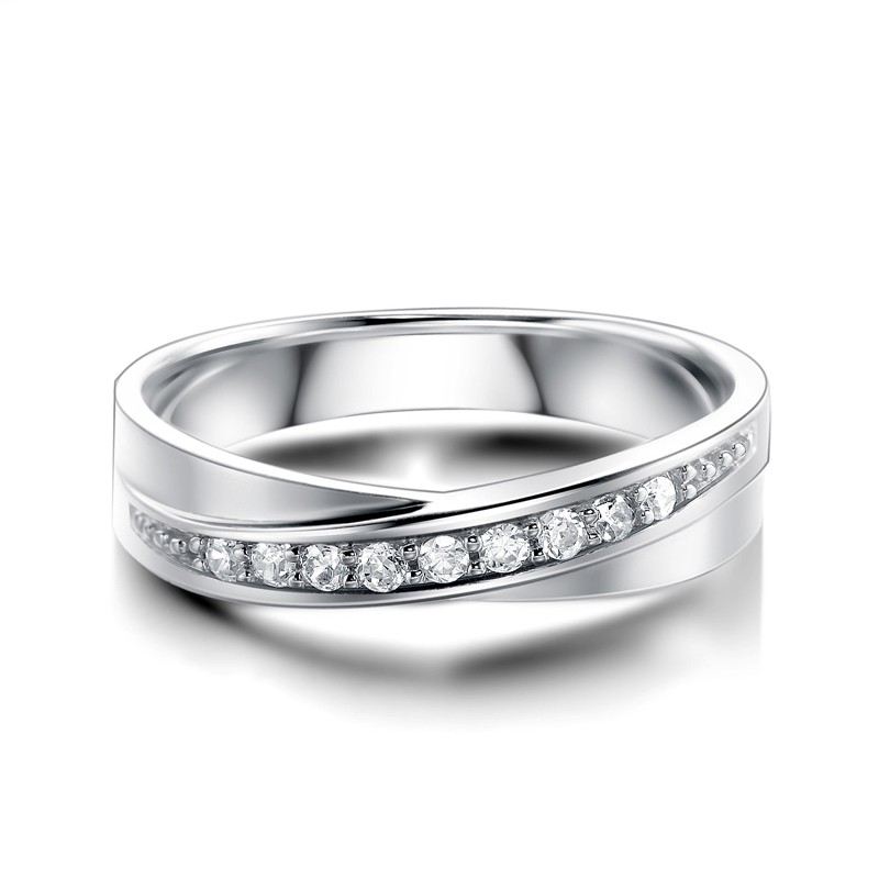 Nya 925 Sterling Silver Platinerade Kubiska Zirkonium Älskare Ringar