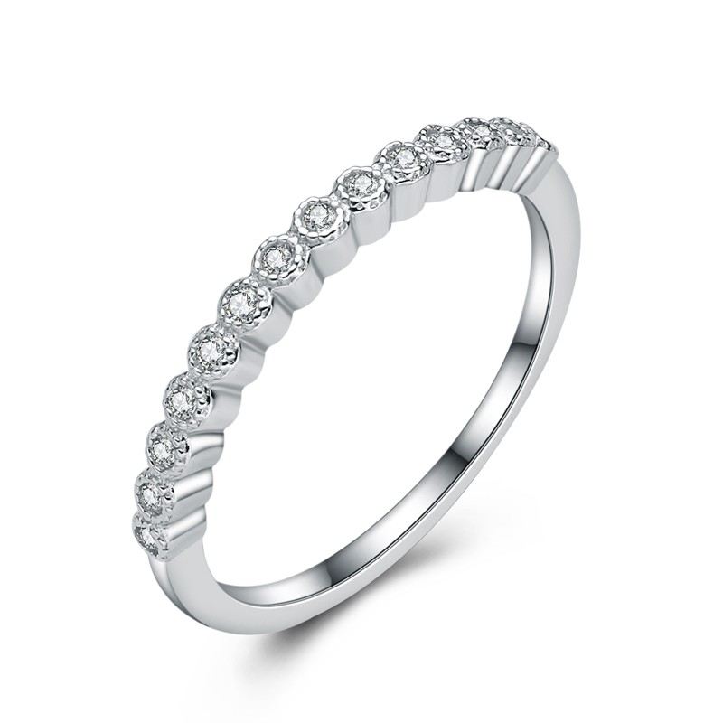 Nytt Koreanskt Mode 925 Sterling Silver CZ Fin Förlovningsring