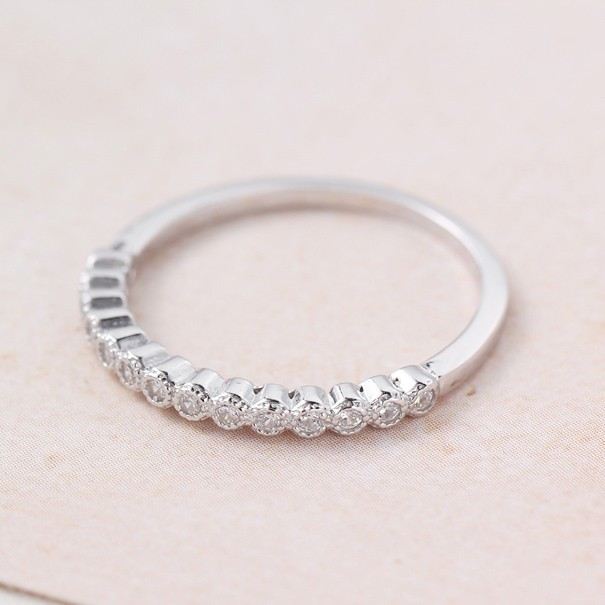 Nytt Koreanskt Mode 925 Sterling Silver CZ Fin Förlovningsring