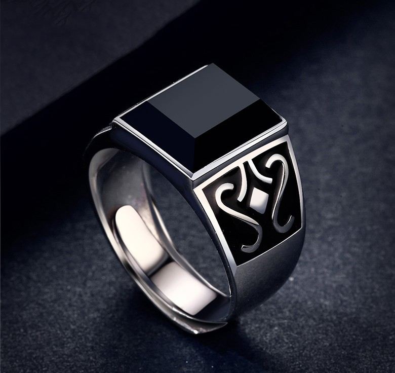 Obsidian Mystisk Totem S925 Sterling Silver Herrring