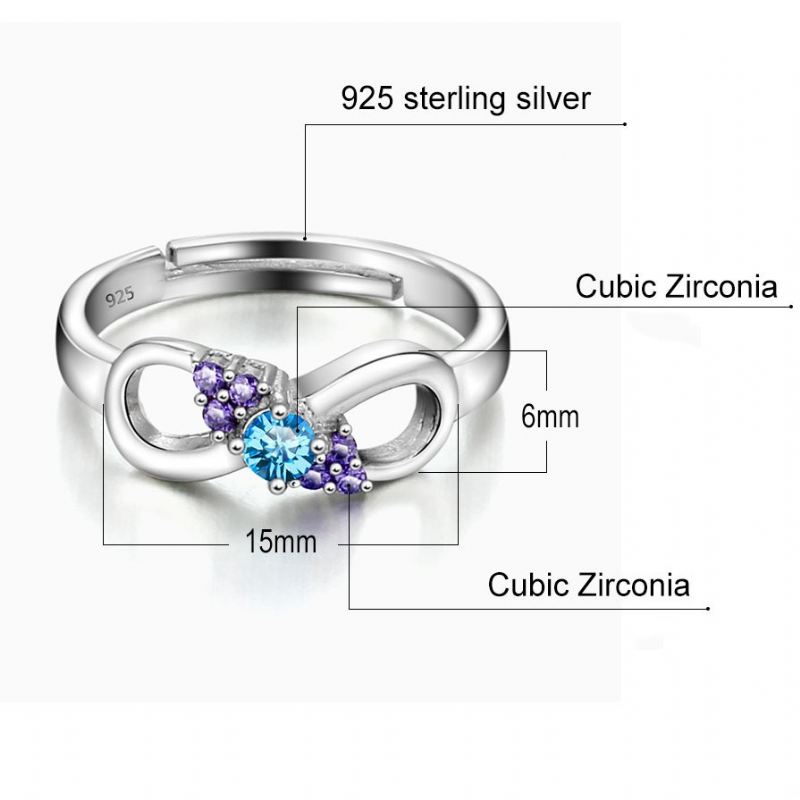 Ömtålig Process S925 Silver Inlagd Blå Och Lila CZ Förlovningsring