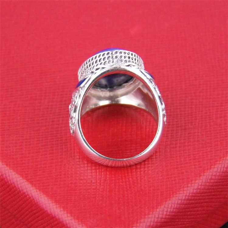 Överdrift Atmosfär 925 Sterling Silver Inlagd Naturlig Lapis Lazuli Ring