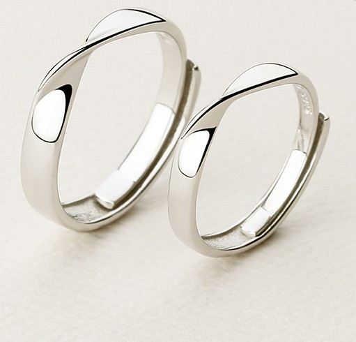 Original Design Mobius Ändlösa Kärlek S925 Sterling Silver Älskare Justerbara Par Ringar