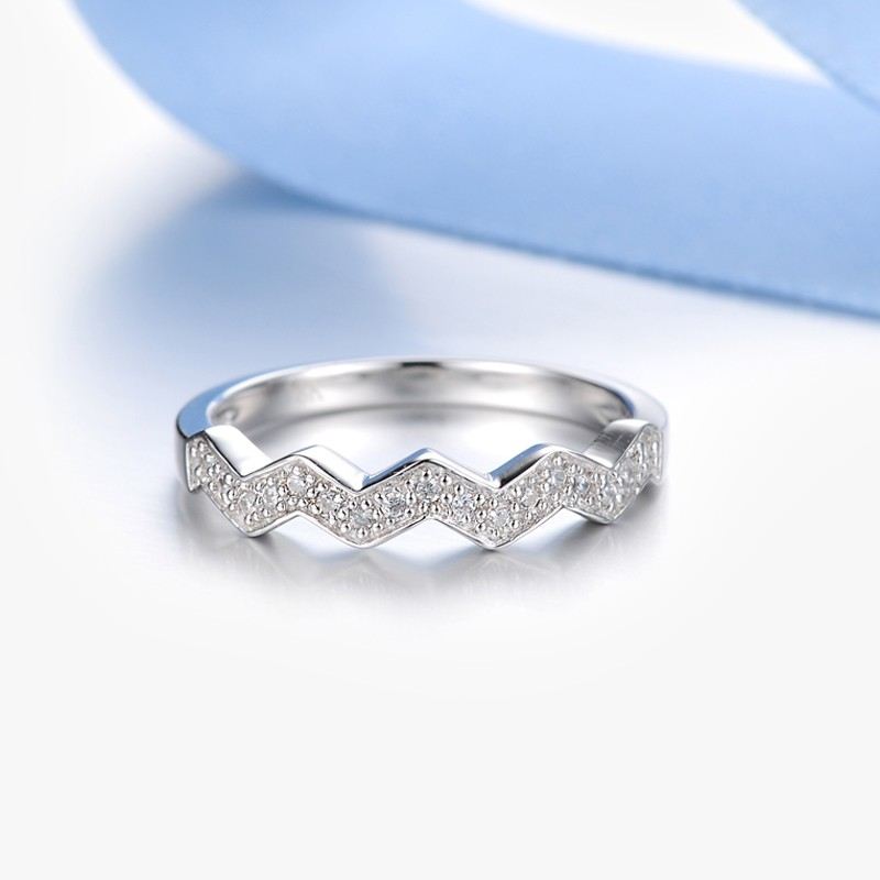 Original Personlighet Vågig S925 Förlovningsring I Sterling Silver