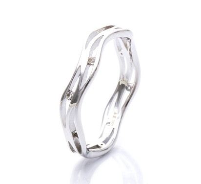 Original Strömmande Vatten Design S925 Sterling Silver Älskare Par Ringar