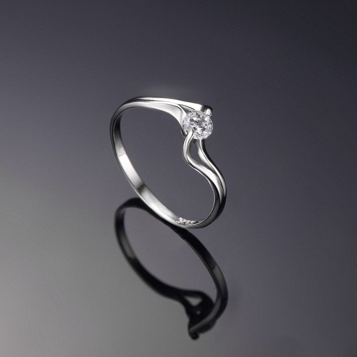 Originaldesign 925 Sterling Silver Inlagd Kubisk Zirkoniumförlovningsring