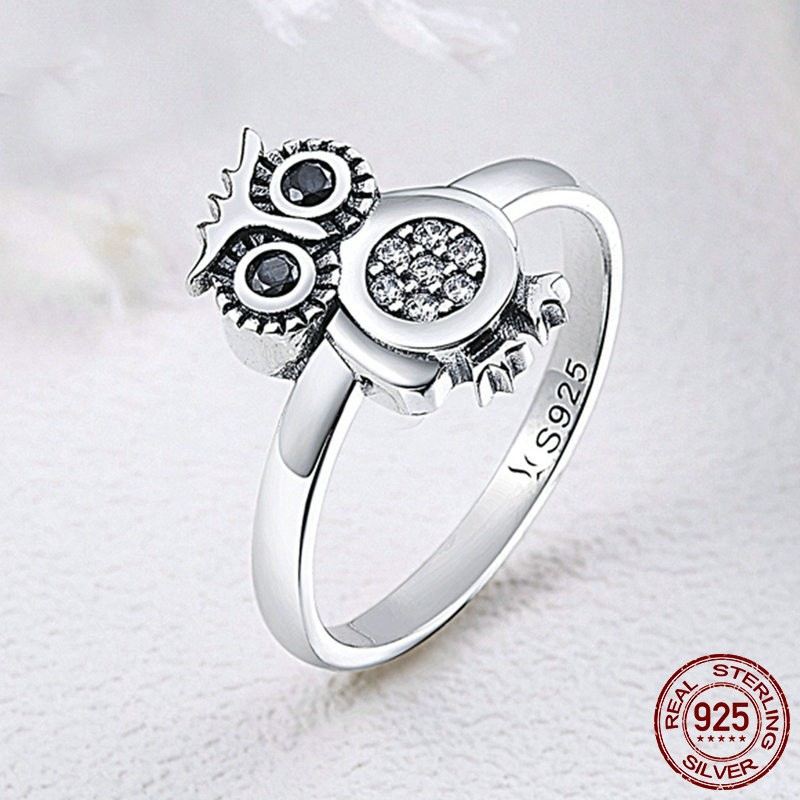 Personaliserad 925 Sterling Silver Cubic Zirconia Uggla Ring