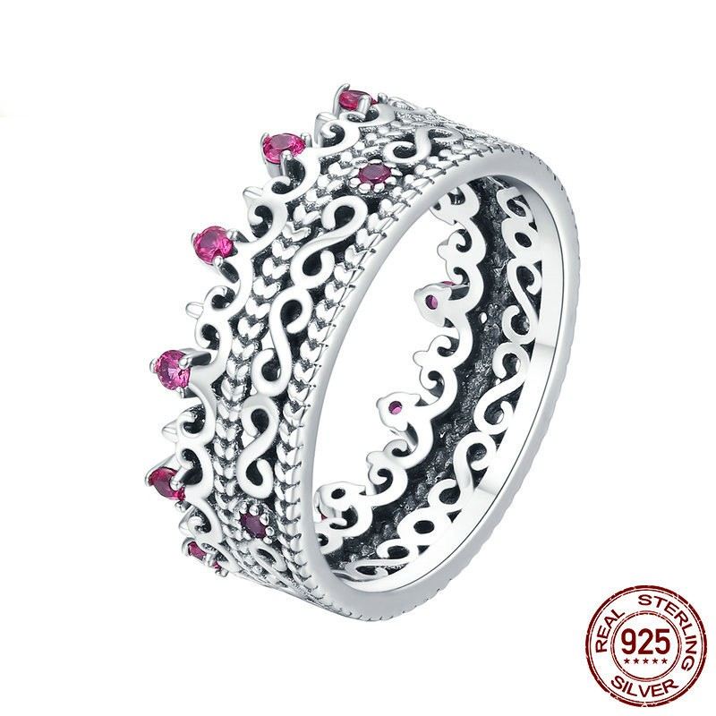 Personaliserad 925 Sterling Silver Kubisk Zirkonia Kronring