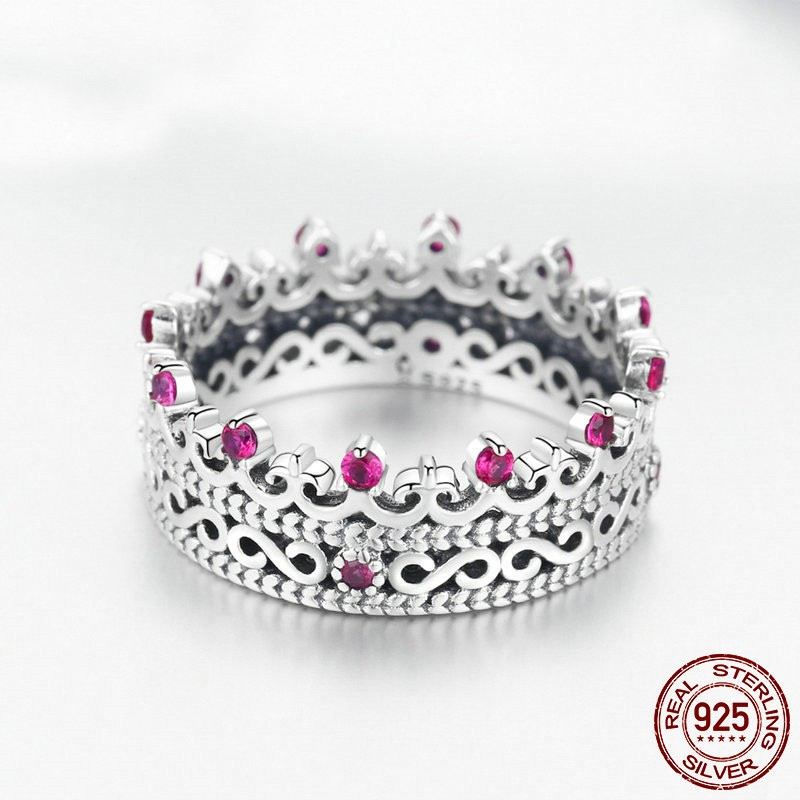 Personaliserad 925 Sterling Silver Kubisk Zirkonia Kronring