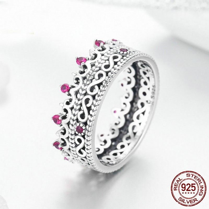 Personaliserad 925 Sterling Silver Kubisk Zirkonia Kronring