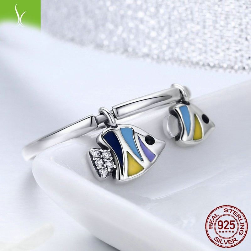 Personaliserad 925 Sterling Silver Kubisk Zirkonia Tropisk Fiskring