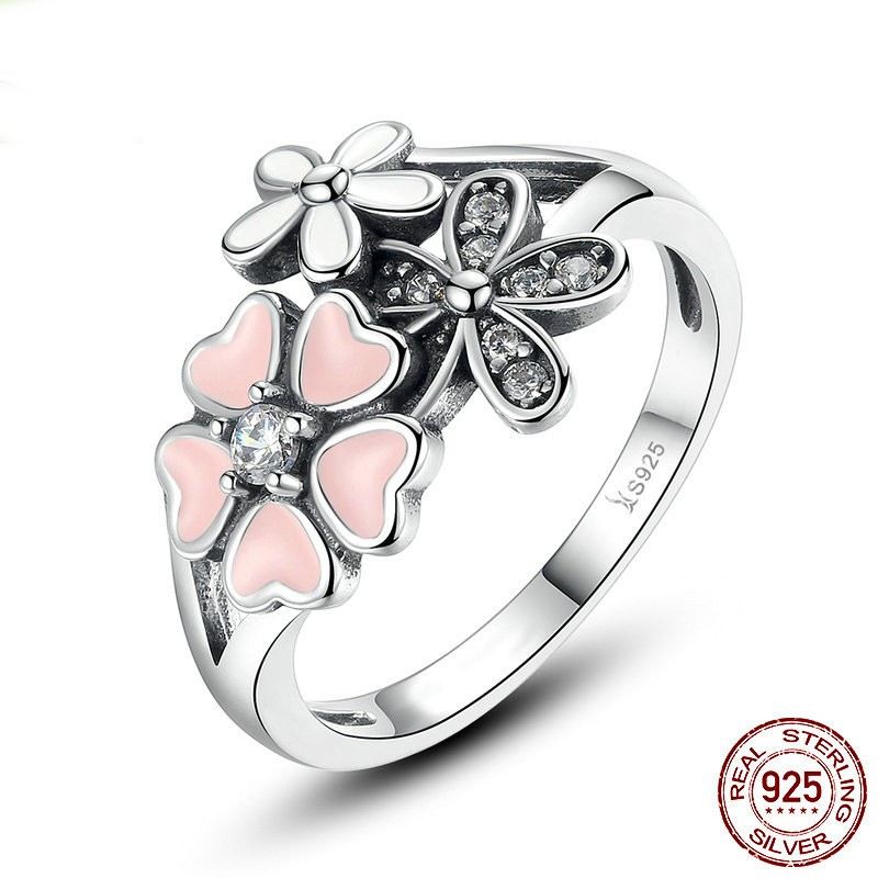 Personaliserad 925 Sterling Silver Kubisk Zirkonium Blomma Ring