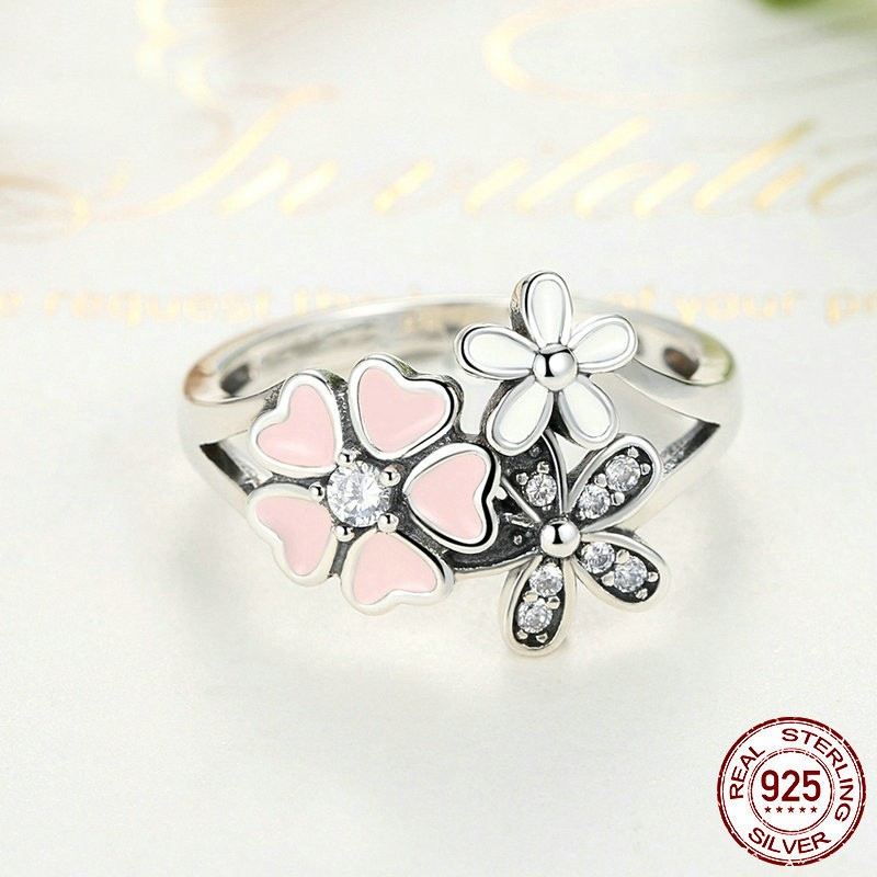 Personaliserad 925 Sterling Silver Kubisk Zirkonium Blomma Ring