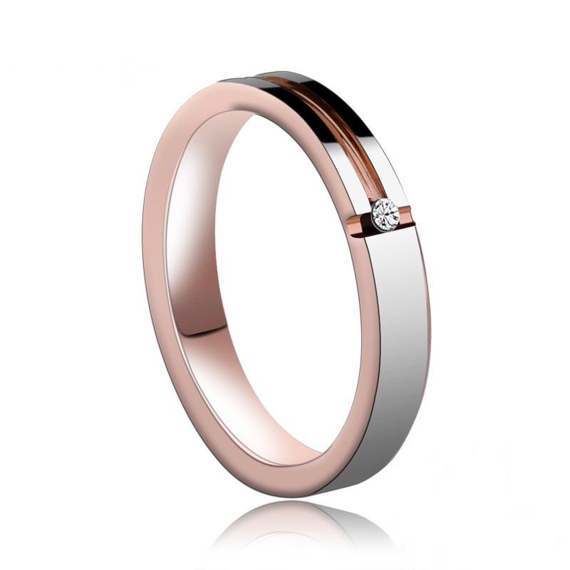 Personlig Rosa Guldpläterad Volfram Unisex Enkel Ring