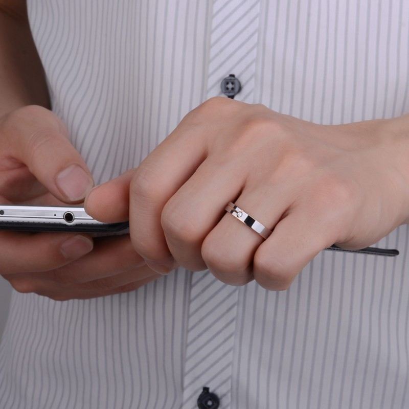 Personlig Rosa Guldpläterad Volfram Unisex Enkel Ring