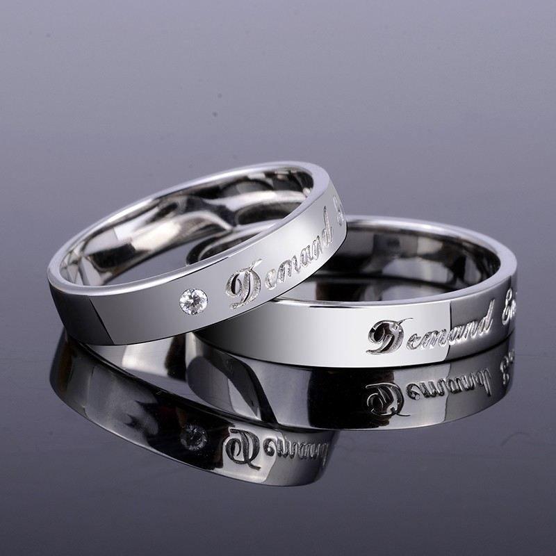 Personliga Mode 925 Sterling Silver Gravyr Par Ringar