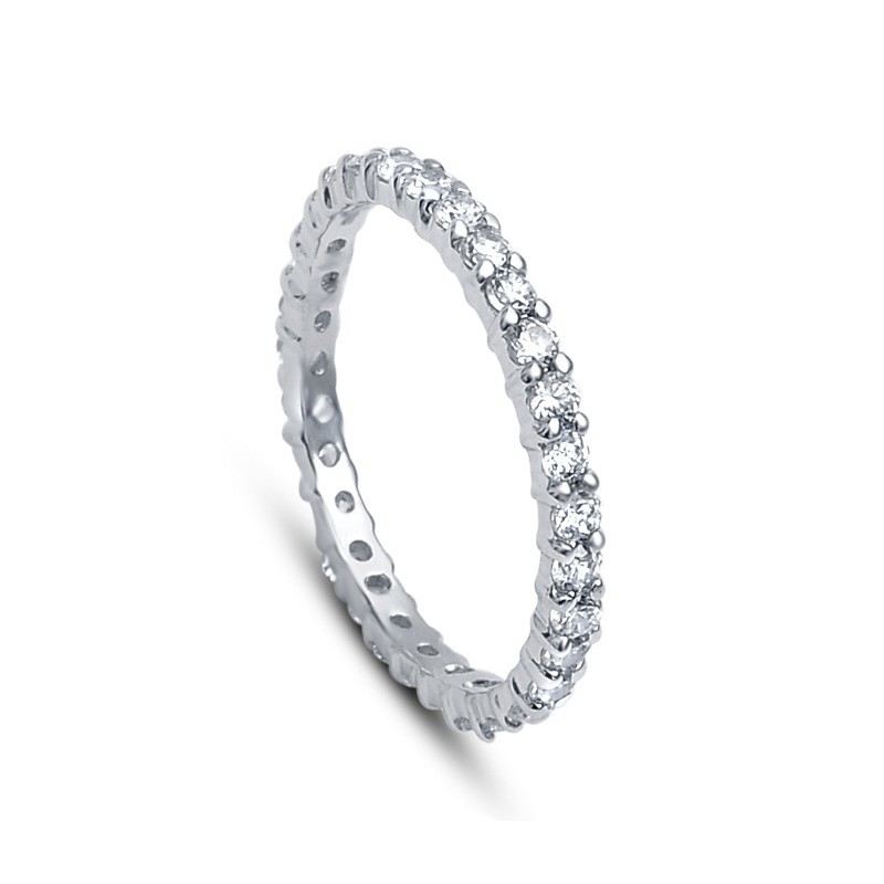 Presenterade Delikat 925 Sterling Silver Inlagd Full CZ Förlovningsring