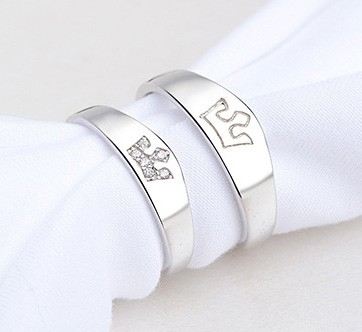 Prinsessa Och Prins Krona Design S925 Sterling Silver Älskare Justerbara Par Ringar