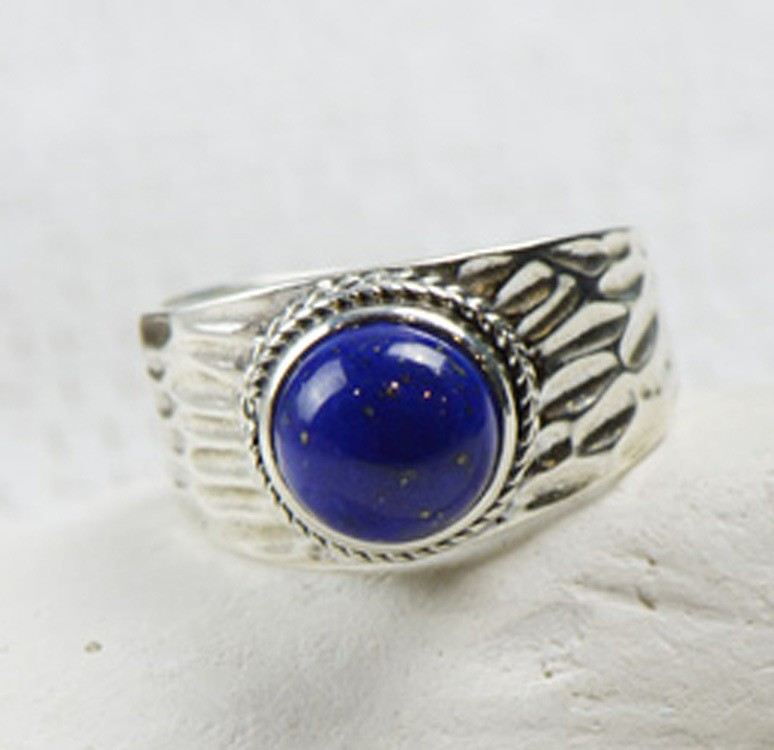 Retro Atmosfär 925 Sterling Silver Inlagd Naturlig Lapis Ring