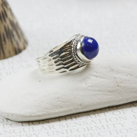 Retro Atmosfär 925 Sterling Silver Inlagd Naturlig Lapis Ring