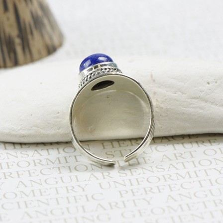 Retro Atmosfär 925 Sterling Silver Inlagd Naturlig Lapis Ring