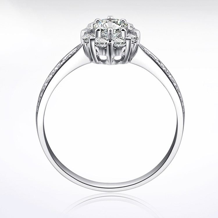 Romantisk 925 Sterling Silver CZ Inlagd Förlovningsring För Dam