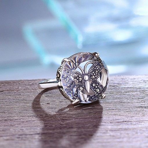 Romantisk Fjärilskärlek S925 Sterling Silver Inlagd Naturvit Kristallring