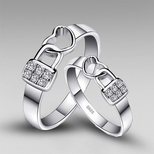 Romantisk 'Lock Heart' 925 Sterling Silver Med Platinerade Parringar