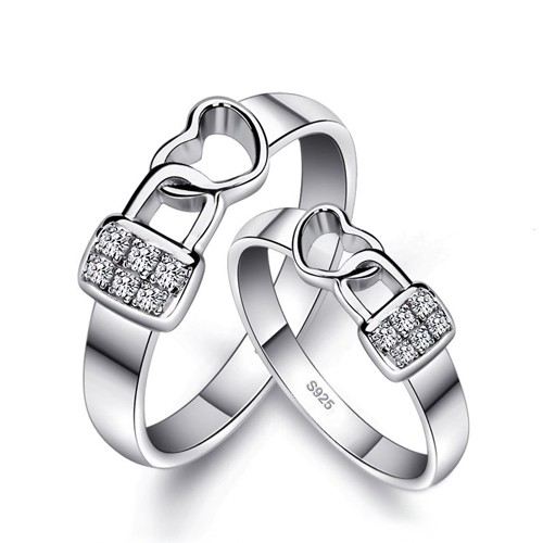 Romantisk 'Lock Heart' 925 Sterling Silver Med Platinerade Parringar