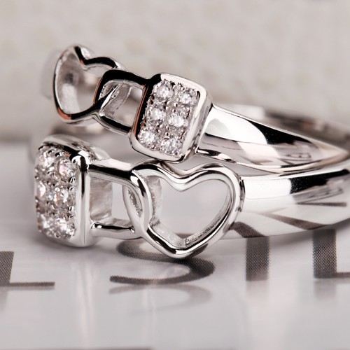 Romantisk 'Lock Heart' 925 Sterling Silver Med Platinerade Parringar