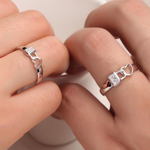 Romantisk 'Lock Heart' 925 Sterling Silver Med Platinerade Parringar