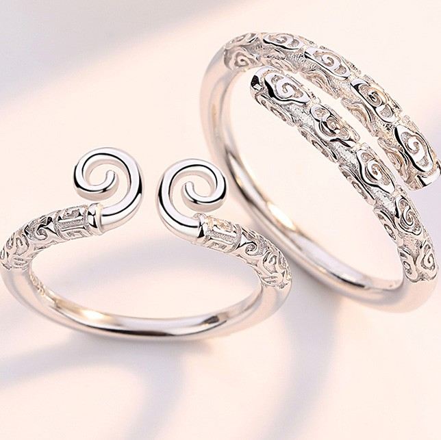 Romantisk S925 Sterling Silver Öppning Besvärjelse Av Kärlekspar Ringar