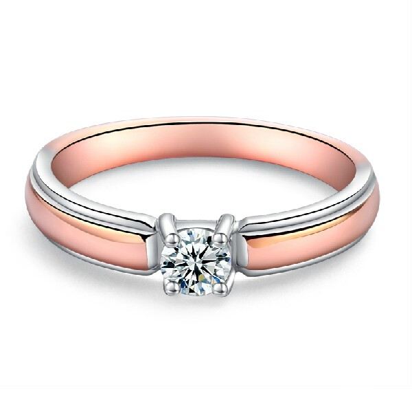 Roséguldpläterad 925 Sterling Silverring Med Syntetisk Diamant