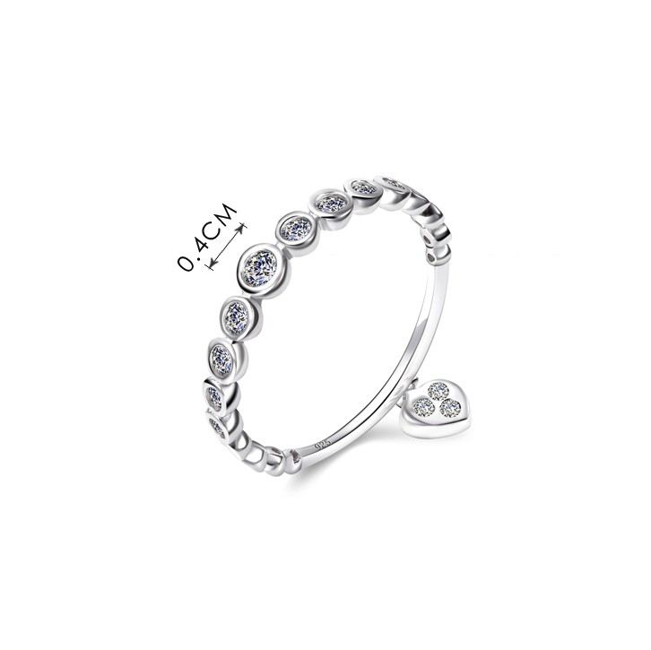 S925 Silver Inläggningar Cubic Zirconia Kärlek Utsmyckning Enkel Ring