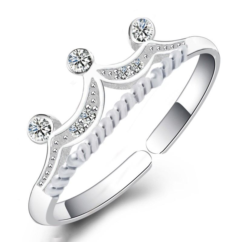 S925 Silver Koreansk Kreativ Mode Kronring