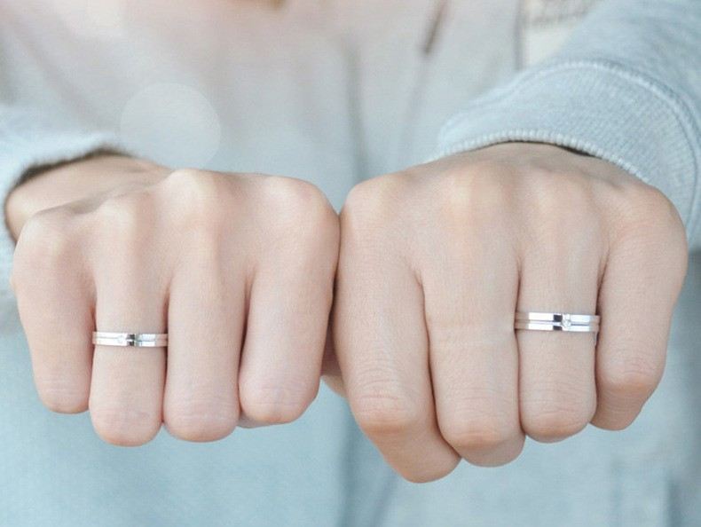 Saknar Dig Modedesign Sterling Silver Inlagt CZ Par Lovande Ringar