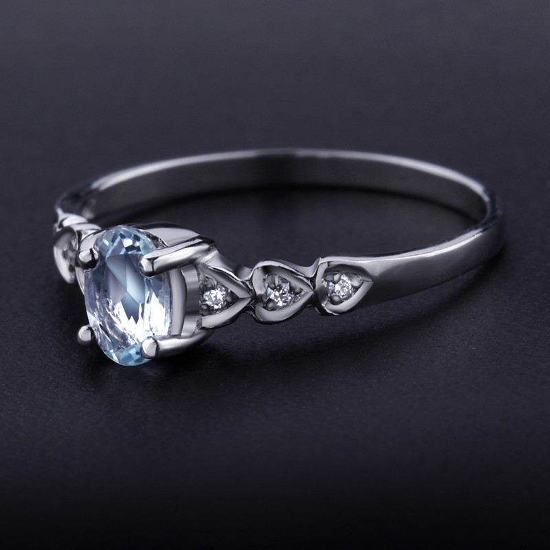 Smal Härlig 925 Silver Inlagt Natur Safir Kvinnans Ring