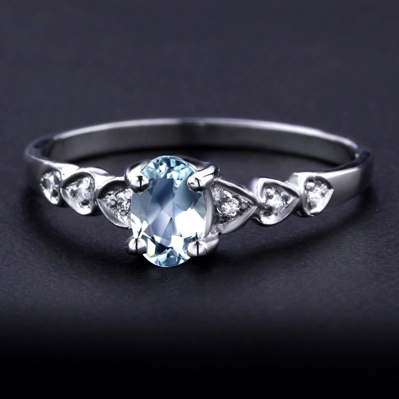 Smal Härlig 925 Silver Inlagt Natur Safir Kvinnans Ring