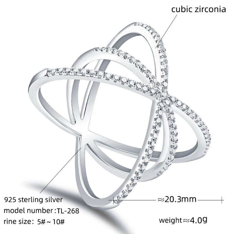 Snygg 925 Sterling Silver Cubic Zirconia Förlovningsring